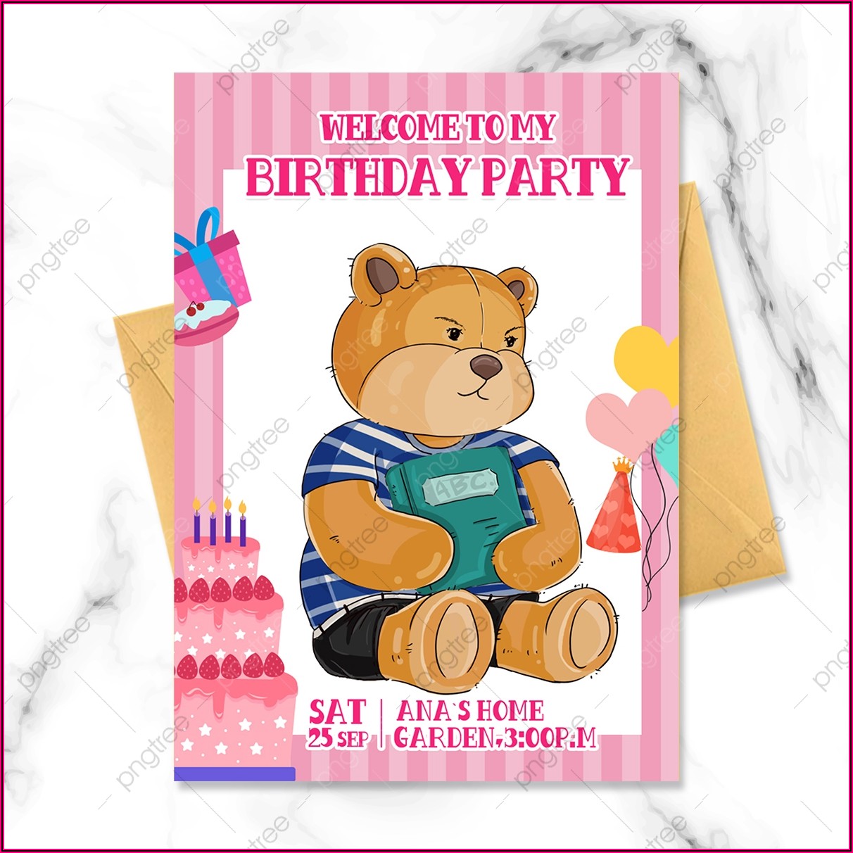 Teddy Bear Birthday Invitation Template