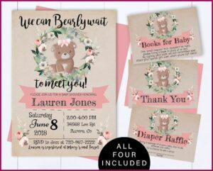 Teddy Bear Picnic Baby Shower Invitations