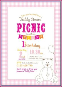 Teddy Bear Picnic Invitation Template Free