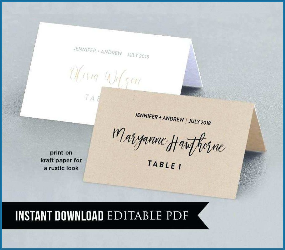 Template For Name Cards For Table Settings