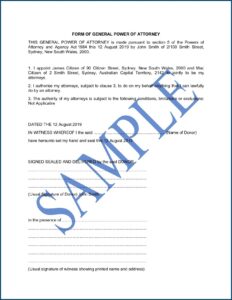 Template For Power Of Attorney Australia