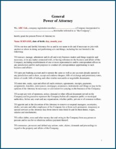 Template For Power Of Attorney India
