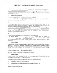 Template For Power Of Attorney Scotland