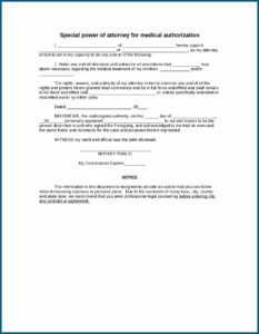 Template For Special Power Of Attorney