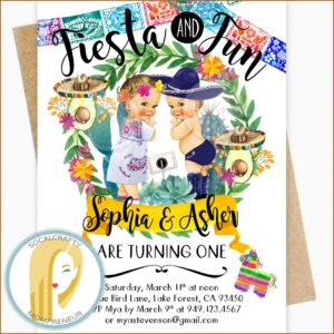 Twin First Birthday Invitations