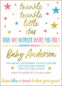 Twinkle Twinkle Little Star Gender Reveal Invitations Free