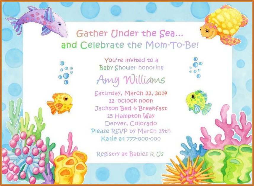 Under The Sea Baby Shower Invitation Free Templates