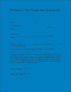 Unsecured Promissory Note Lump Sum Payment Template