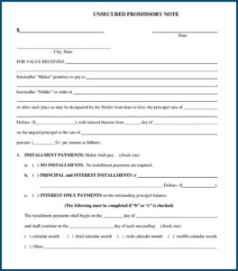 Unsecured Promissory Note Template Word