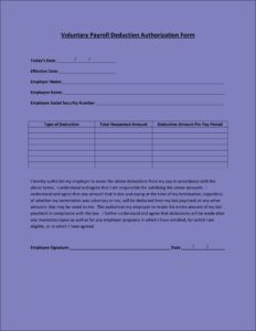 Voluntary Payroll Deduction Form Template