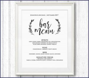 Wedding Drink Menu Template
