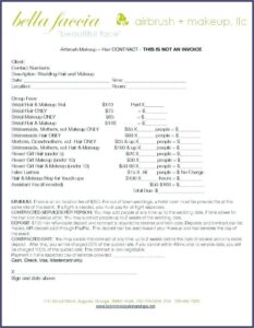 Wedding Hair Contract Template Free