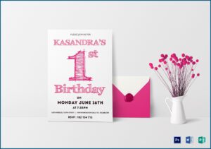 1st Birthday Invitation Card Template Psd