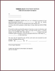 30 Day Eviction Notice Form Washington State
