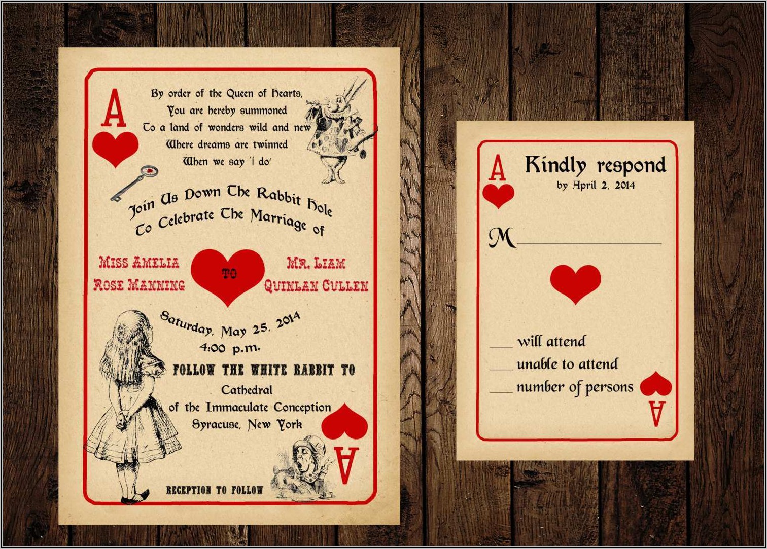 Alice In Wonderland Wedding Invitation Template