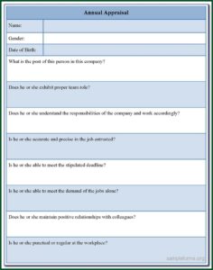 Annual Performance Appraisal Format