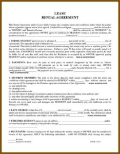 Arizona Renters Agreement Form