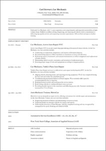 Auto Tech Resume Sample