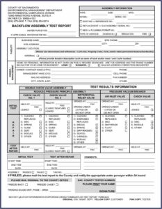 Backflow Test Form