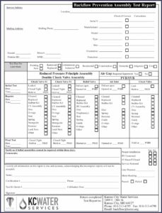 Backflow Test Form Pdf
