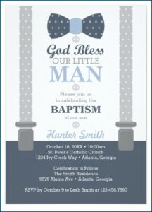 Baptismal Invitation For Baby Boy With Godparents