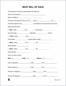 Bill Of Sale Template For A Boat