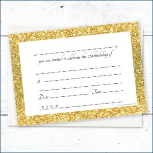 Black And Gold 21st Birthday Invitations