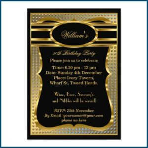 Black And Gold 40th Birthday Invitations