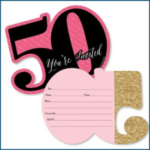 Black And Gold 50th Birthday Invitations