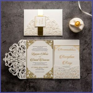 Black And Gold Laser Cut Wedding Invitations