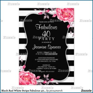 Black And White Striped Birthday Invitations