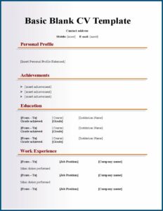 Blank Cv Template To Print