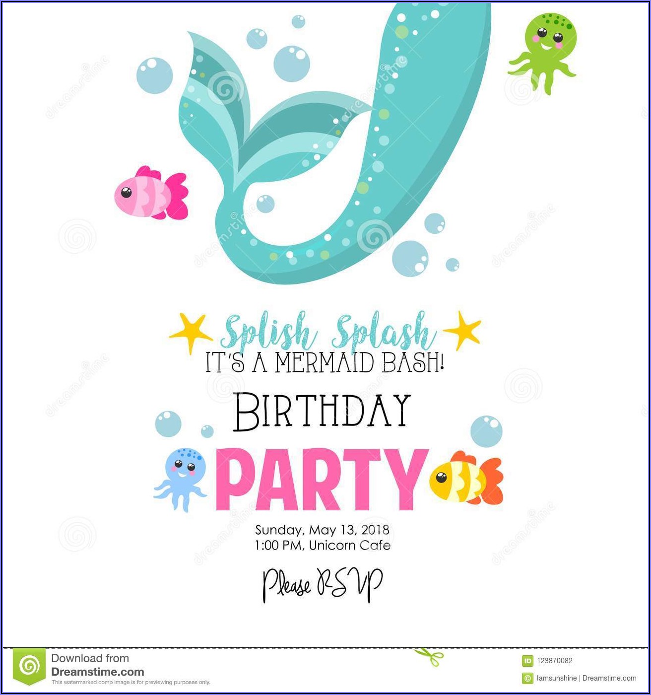Blank Free Printable Mermaid Invitations
