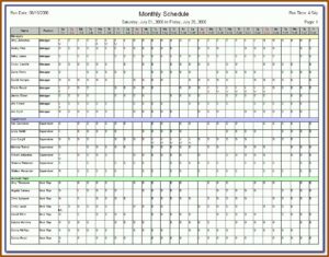 Blank Monthly Employee Schedule Template