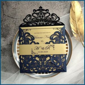Blue And Gold Wedding Invitations