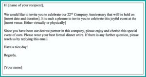 Business Dinner Invitation Email Example