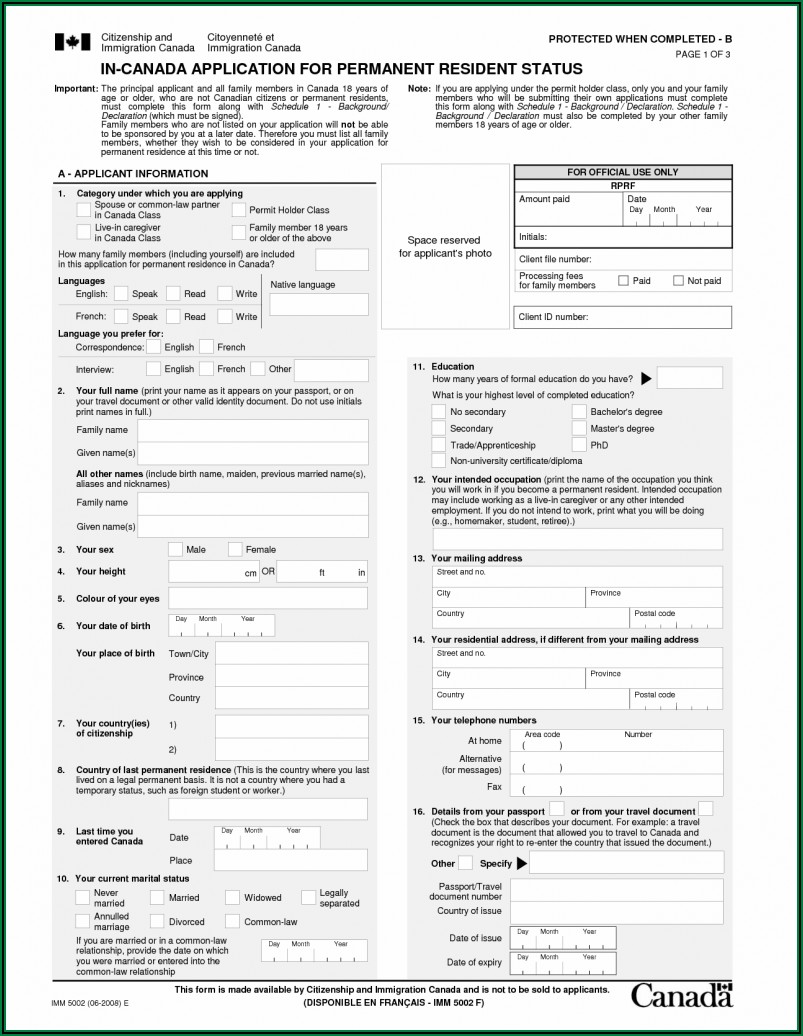 Canada Immigration Application Form Online