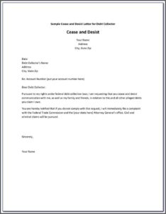 Cease And Desist Letter Template For Debt Collectors