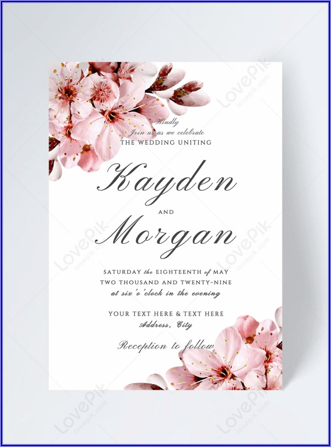 Cherry Blossom Wedding Invitation Template