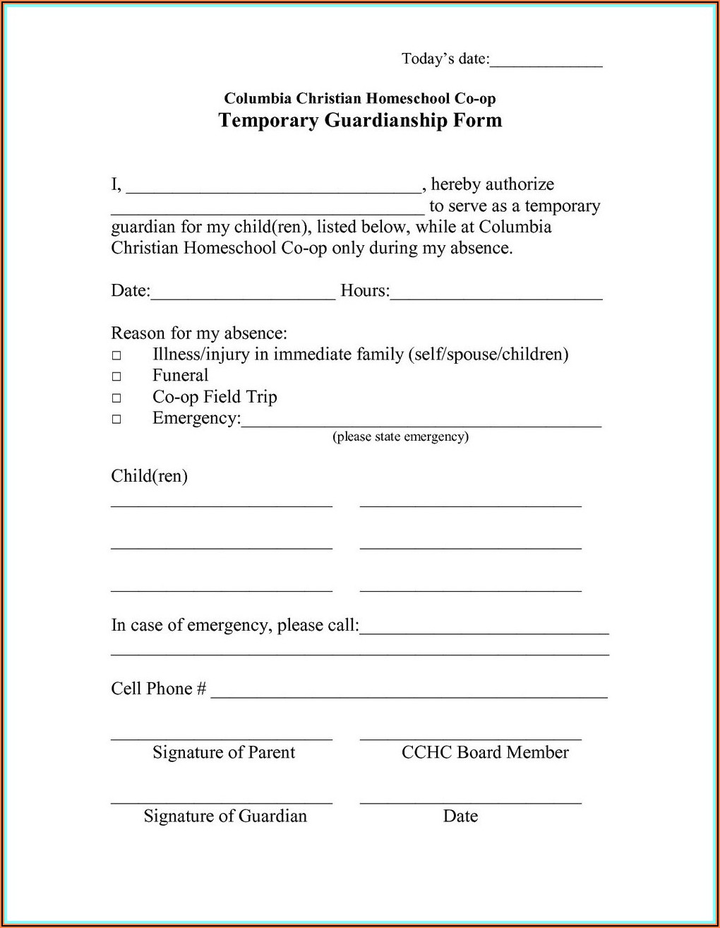 Child Guardianship Forms In Case Of Death Florida