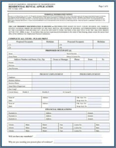 Commercial Rental Application Form California