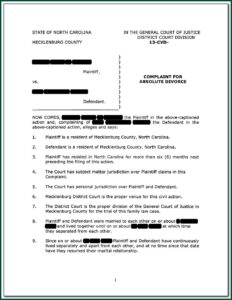 Complaint For Absolute Divorce Form Nc