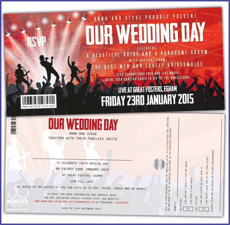Concert Ticket Wedding Invitation Template Free