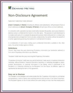 Confidentiality And Non Compete Agreement Template