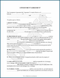 Consignment Shop Agreement Form