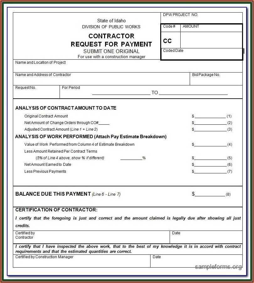 Construction Draw Request Form