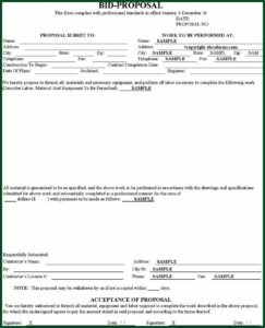 Construction Proposal Forms Free Download