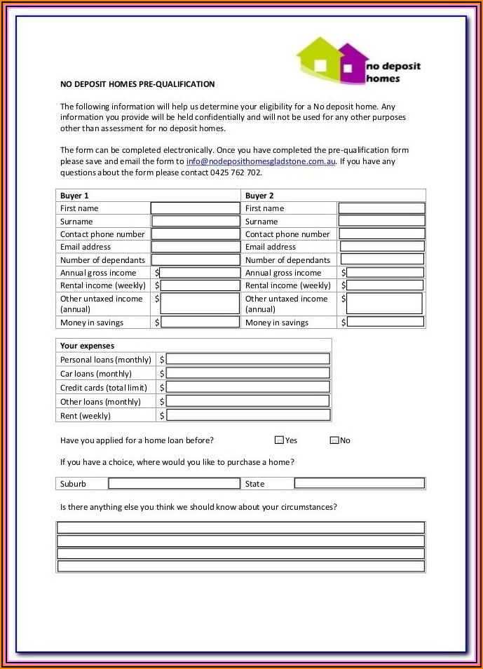 Contractor Prequalification Form Template