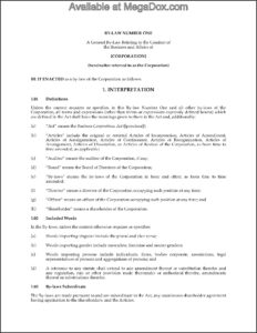 Corporate Minute Book Template Canada