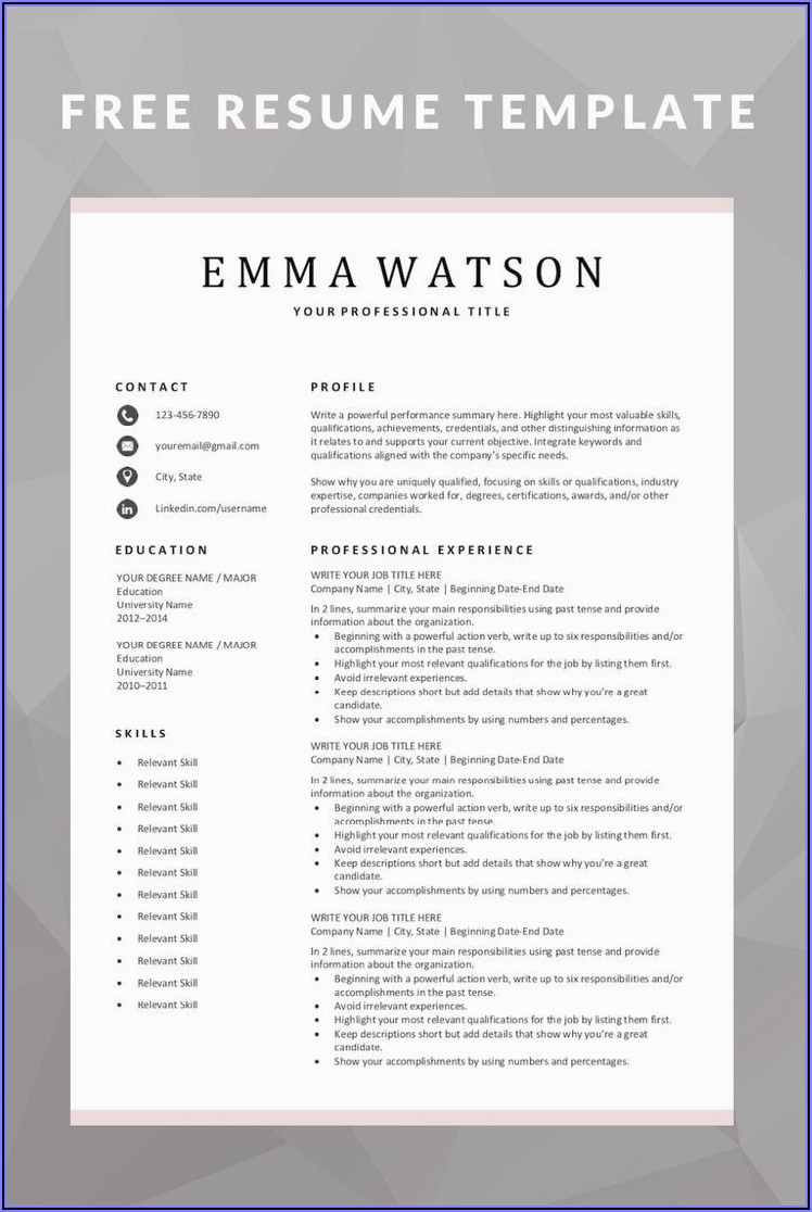Creative Cv Template Word Free Download 2020
